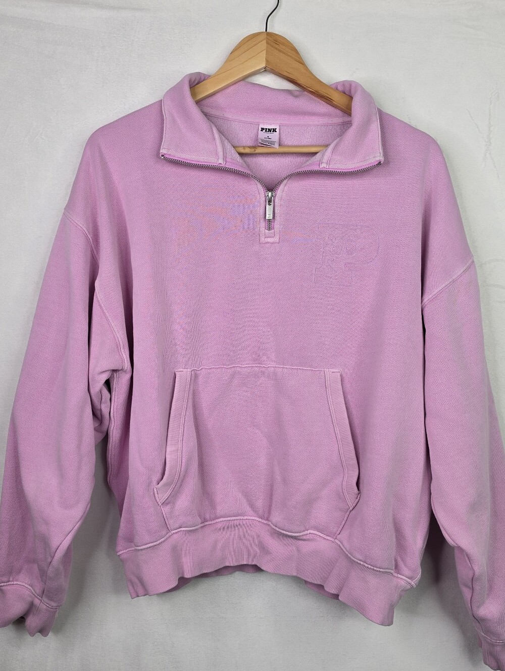 PINK Victoria's Secret Pink Half-Zip Pullover Sweatshirt Sz Medium